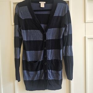 Sweet Romeo Black and Gray Striped Cardigan
